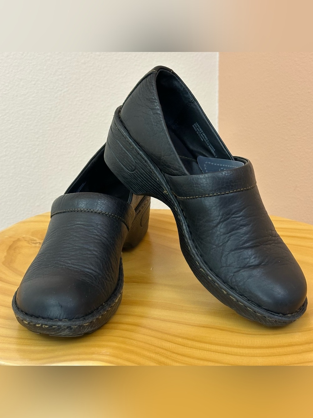 Born Toby Duo Clogs Womens 9 Black Leather Slip On Comfort Nurse Shoes W31927